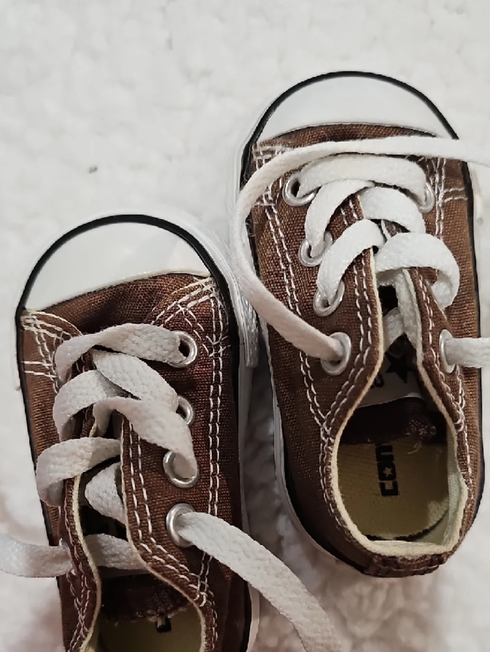 Converse Kids Brown Canvas Sneakers with White Laces